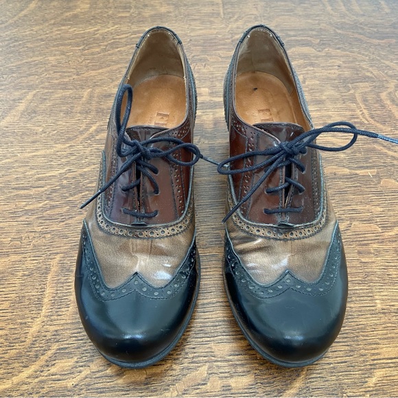 ANTHROPOLOGIE FIDJI PORTUGAL LEATHER BROWN LACE UP HEELED OXFORD - Picture 3 of 16